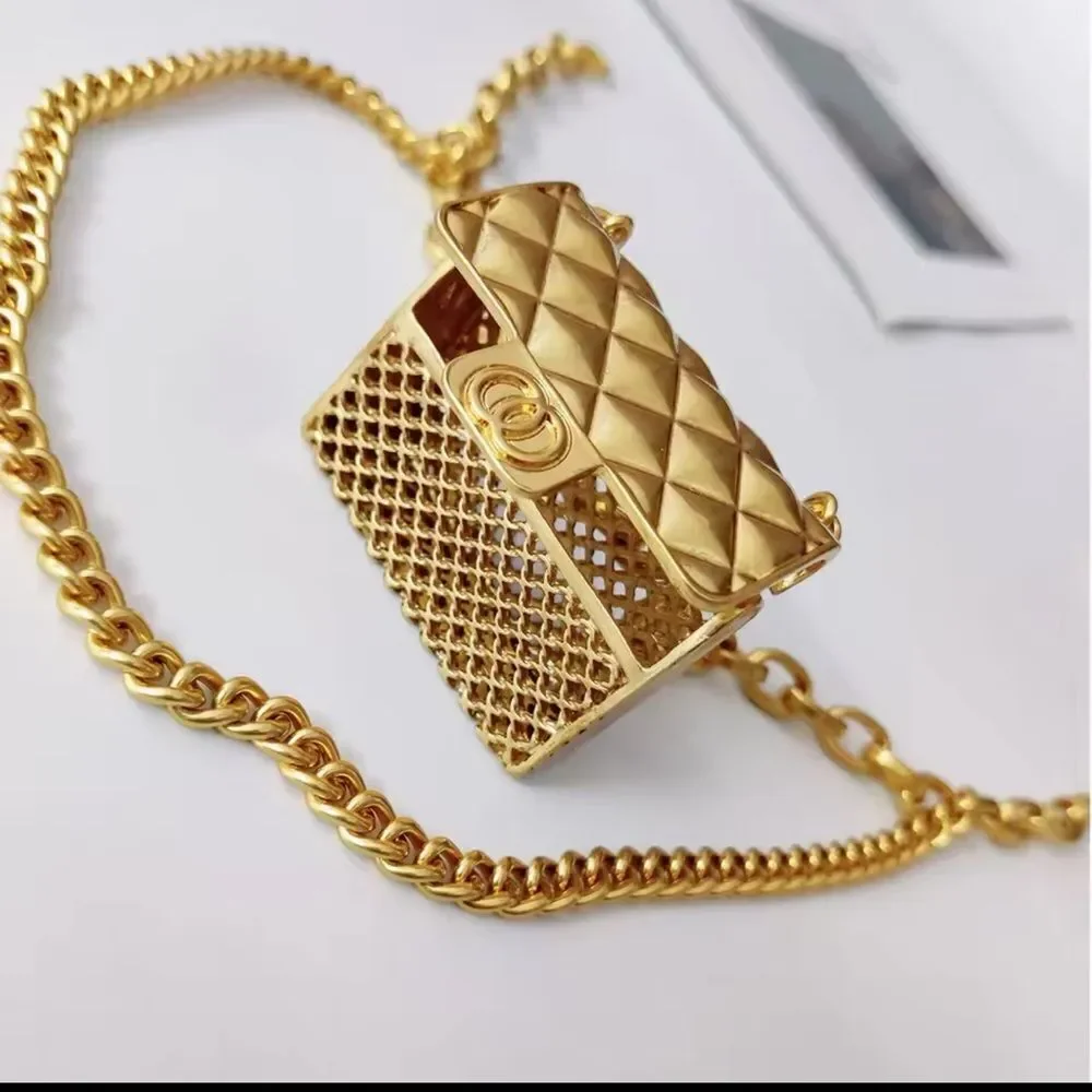 Anthropologie Fashion Tassel Gold Chain Belt with mini Bag. Trendy!high … - Picture 11 of 17